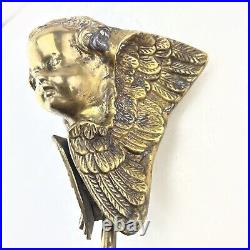 Vintage Solid Heavy Brass CheruB Winged Angel Candle Stick Holder Mantle Decor