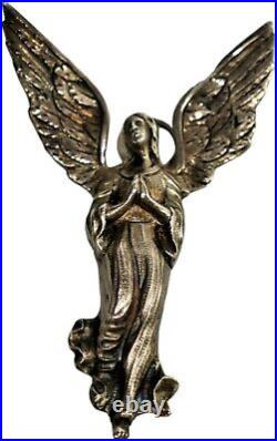 Vintage Sterling Silver Large Figural Pendant Guardian Angel Wings 51 Grams