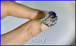 Vintage Style Wings Cocktail Ring 14K White Gold Over 2 Ct Lab Created Sapphire