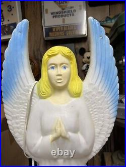 Vintage Union Products Angel Blow Mold Lot of 2 Christmas Nativity Blue Wings