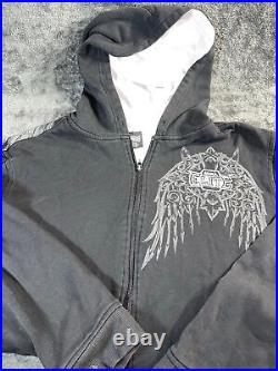 Vintage Y2K 2000s Angel Wings MMA Elite Thermal Cotton Mens Hoodie Size XL