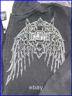 Vintage Y2K 2000s Angel Wings MMA Elite Thermal Cotton Mens Hoodie Size XL