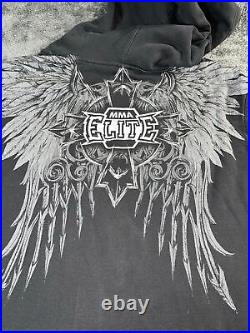 Vintage Y2K 2000s Angel Wings MMA Elite Thermal Cotton Mens Hoodie Size XL