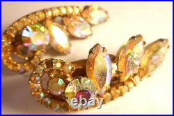 Vtg Aurora Borealis Xtra Large Goldtone Angel Wing Clip Earrings 2