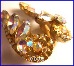 Vtg Aurora Borealis Xtra Large Goldtone Angel Wing Clip Earrings 2