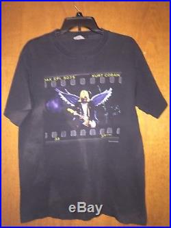Vtg Rare Black 99 Kurt Cobain Nirvana Shirt Angel Wings End Music Sof Tee Tad