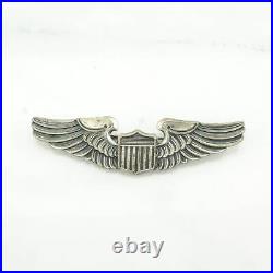 WWII Sterling Silver Brooch 3 Size, Large Pilot, Airforce, Wings
