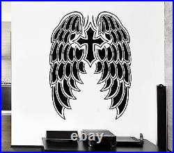 Wall Decal Cross Symbol Daemon Angel Wings Heaven Mural Vinyl Stickers (ed037)