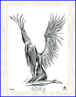 Whimsy Tattoo depressing angel wing women large 8.25 temporary arm