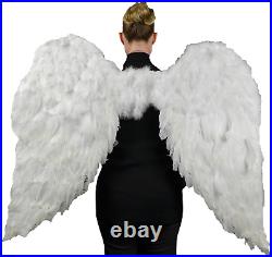 White Adult Angel Wings 52 by 36 Halo Included White Feather Wing Cost