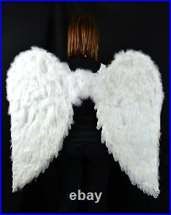 White Adult Angel Wings 52 by 36 Halo Included White Feather Wing Cost