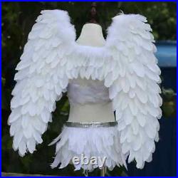 White Angel Costume Feather Wings+Bra+Skirt Set Stage Show Party Cosplay Costume