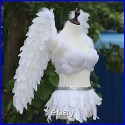 White Angel Costume Feather Wings+Bra+Skirt Set Stage Show Party Cosplay Costume