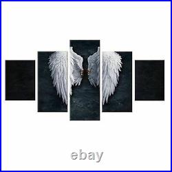 White Angel Wings Art 5 Panels Canvas Print Poster HOME DECOR Wall Art