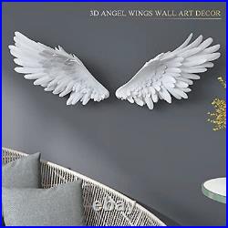 White Angel Wings Art Sculpture, 3D Wall Art Decor, A Pair of Large Angel