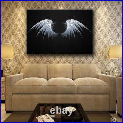 White Angel Wings At The Dark 1 Panel Canvas Print Wall Art