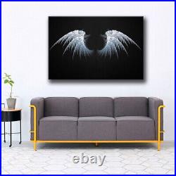 White Angel Wings At The Dark 1 Panel Canvas Print Wall Art