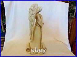 White Cast Resin Christmas Angel, Wings Spread Luke 211 Quote 12.5 Tall