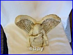 White Cast Resin Christmas Angel, Wings Spread Luke 211 Quote 12.5 Tall
