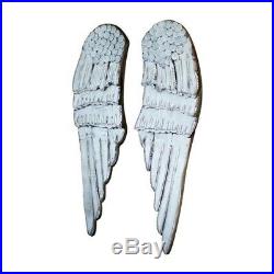 White Painted Wooden Angel Wings Wall Decor Shabby Cottage Chic LARGE 40H