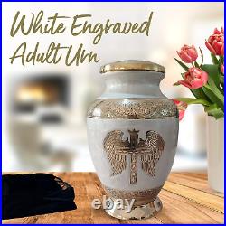 White Urn Cremation Urns for Women with Bag Large Urn for Human Ashes Adult