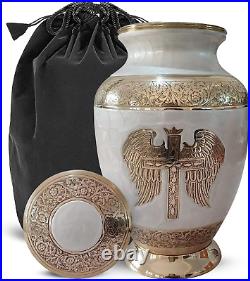 White Urn Cremation Urns for Women with Bag Large Urn for Human Ashes Adult