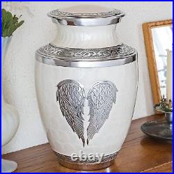 White Urn for Ashes Women and Men Free Large, Angel Wings