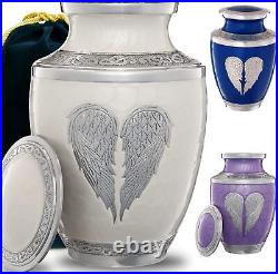 White Urn for Ashes Women and Men Free Large, Angel Wings