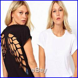 Wholesale S XXL Solid Casual T-shirt Laser Engraving Angel Wings Blouse Tops