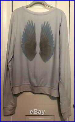 Wildfox Where I Fell From Angel Wings Sweatshirt Light Blue Size Large