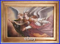 Winged Angels Italian / French Renaissance Old Master 18thC Antique Oil Painting