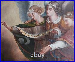 Winged Angels Italian / French Renaissance Old Master 18thC Antique Oil Painting
