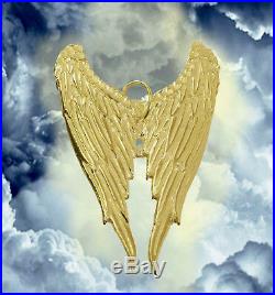Wings of St Saint Michael archangel Relic charm 24K Gold Plated Large Jewelry