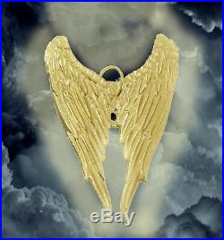Wings of St Saint Michael archangel Relic charm 24K Gold Plated Large Jewelry