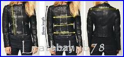 Women Jacket 100% Pure Lambskin Black Leather Party Celebrity Designer Suede 323