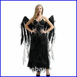 Women Vampire Angel Costume Wings Halloween Black Devil Cosplay Halloween Dress