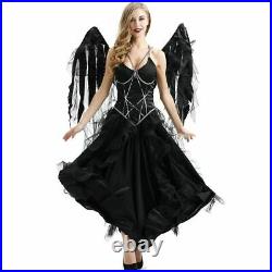 Women Vampire Angel Costume Wings Halloween Black Devil Cosplay Halloween Dress