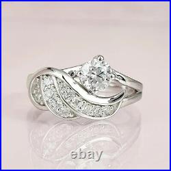 Women's Angle Wings Engagement Ring 2.0 Ct Simulated Diamond 14K White Gold Over