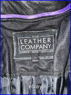 Women's Black moto Zip Out Liner Vented? Leather coat jacket size L Purple Wings