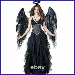 Women's Vampire Angel Costume Halloween Black Devil With Wings Party Cosplay