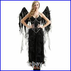 Women's Vampire Angel Costume Halloween Black Devil With Wings Party Cosplay