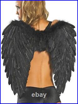 Womens Feathered Wings Large Costume Accessory Black or White One Size