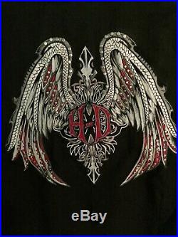 Womens Harley Davidson Road Angels Black Red Jacket Wings Studded Large