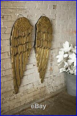Wood Angel Wings Wall Hanging Home Decor Gold Christmas Holiday Large 40