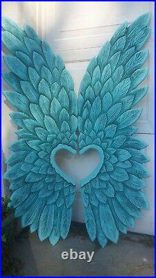 Wood Carved Angel Wings HUGE OOAK Custom Made in the USA by Heather MBC Designs