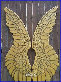 Wood Carved Angel Wings OOAK Large and Beautiful USA Made by Heather MBC Designs