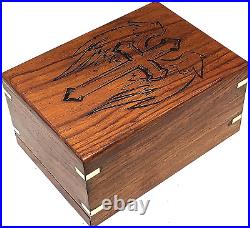 Wooden Urn for Human Ashes-Cross with Angel Wings Engraved-Wooden Urns Handcraft