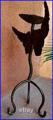 Wrought Iron Candle Stick Holder With Cutout Angel Wings Bohemian South West