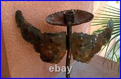 Wrought Iron Candle Stick Holder With Cutout Angel Wings Bohemian South West