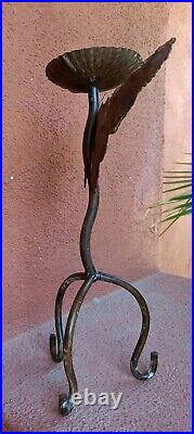 Wrought Iron Candle Stick Holder With Cutout Angel Wings Bohemian South West